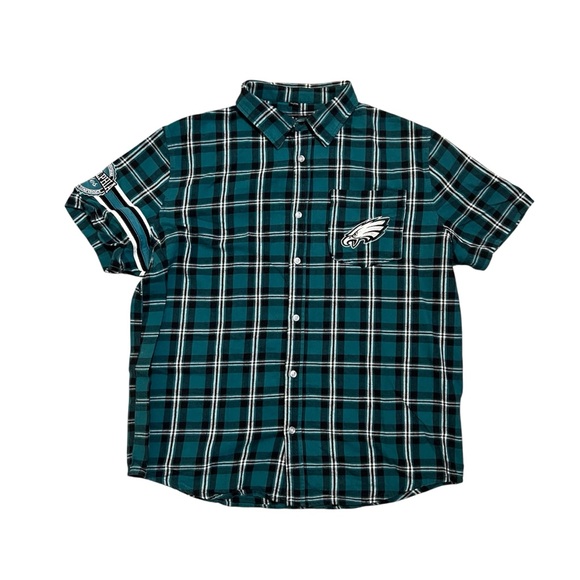 NFL Eagles short sleeve plaid button down - Picture 2 of 6